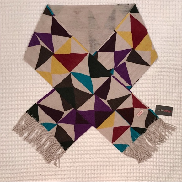 Echo Accessories - NWT Echo Multicolor Geometric Print Winter Scarf